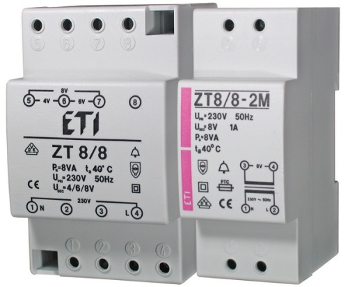Трасформатор звонковый 2p Zt 8/8-2M | код 002411010 | ETI