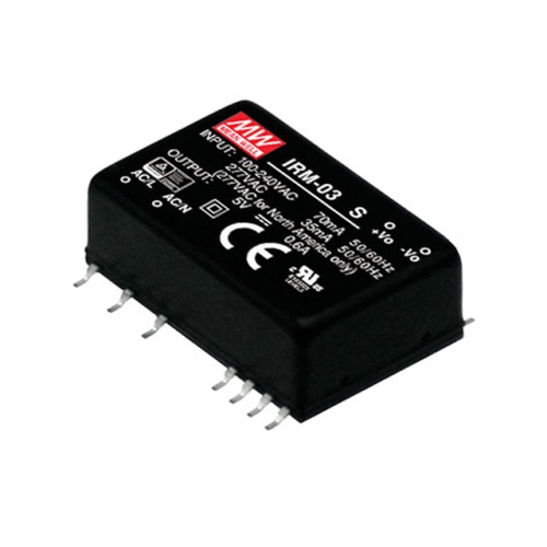 Источник питания AC-DC,3Вт, вход 85…305В AC 47...440 Гц, 120...370B DC, выход 12В/250мА, изоляция 3000В AC, в корпусе на плату 37х24х16мм, -30...+85C, поверхностный монтаж | код IRM-03-12S | MeanWell