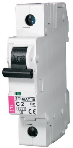 Автоматический выключатель ETIMAT 10 DC 1p C 2A (6 kA) | код 002137708 | ETI