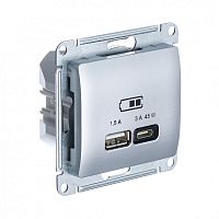 GLOSSA USB РОЗЕТКА А + тип-С 45Вт высокоскор.заряд. QC, PD, механизм, АЛЮМИНИЙ | код GSL000329 | Systeme Electric