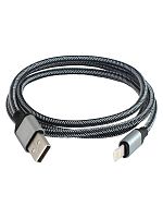 Дата-кабель, ДК 12, USB - Lightning, 1 м, тканевая оплетка, серый, TDM | код SQ1810-0312 | TDM