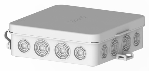 Коробка распаячная ОУ 128х109х36мм уст.лапки 16 мембр.вводов полипр.серая IP55 | код КР2504-И | HEGEL