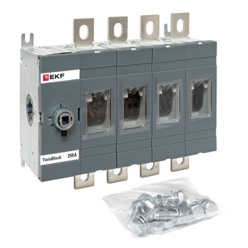 Рубильник 250A 4P без рукоятки управления TwinBlock EKF | код tb-s-250-4p | EKF фото 3