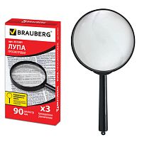 Лупа просмотровая BRAUBERG, диаметр 90 мм, увеличение 3, 451801 | код 451801 | BRAUBERG