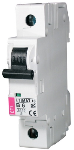 Автоматический выключатель ETIMAT 10 DC 1p В 6A (6 kA) | код 002127712 | ETI