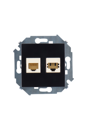 Розетка телефонная + компьютерная RJ - 11 + RJ - 45 кат. 5е, черный (20 шт.) , S15, SIMON | код 1591590-032 | SIMON