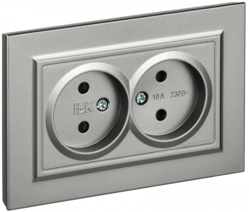 BRITE Роз. 2-я без з/к с з/ш 10А в сб. РСш12-2-БрС сталь IEK | код BR-R23-10-K46-F | IEK