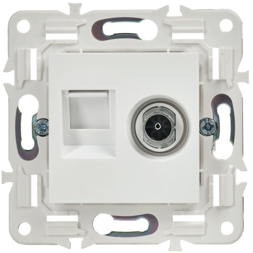 SKANDY Розетка двойная TV+RJ45 кат.6E SK-A15W арктический белый IEKновинка | код SK-AK20-2-K01 | IEK