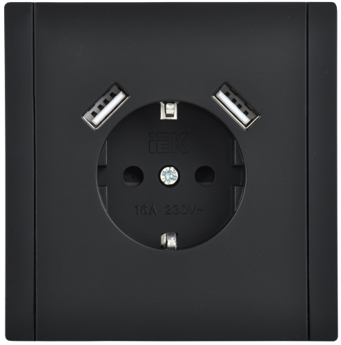 FORTE&PIANO Роз. з/к/ш в/к 16А USB A+A 3,1А FP145 чер. IEK | код FP-R14-16-U21-D31-K02 | IEK фото 4