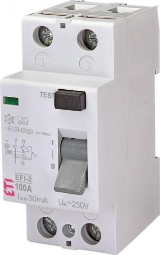 Реле дифференциальное (УЗО) 2р EFI-2 100/0,03 тип A (10kA) | код 002062530 | ETI