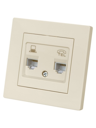 Розетка телефонная RJ11 + компьютерная RJ45 сл. кость Сенеж TDM | код SQ1816-0148 | TDM