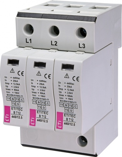 Ограничитель перенапряжения ETITEC B T12 440/12,5 (3+0) 3p | код 002440323 | ETI