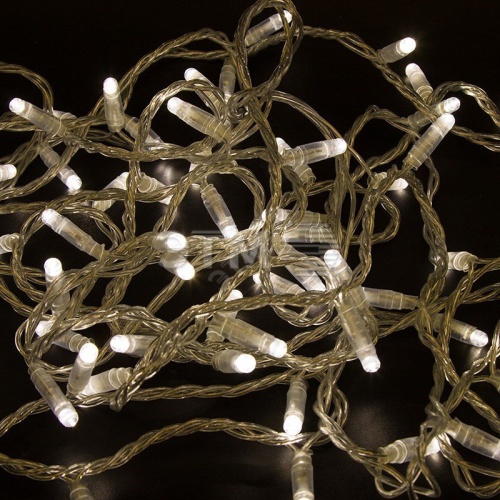 Гирлянда Нить 10 м, с эффектом мерцания, прозрачный ПВХ, 24В, тёплый белый | код 305-256 | Neon-Night