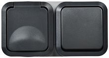 Блок ОП розетка + выключ. горизонт. TORS 16А IP55 TS142 графит | код TS-G10-6-55-V-K53 | IEK