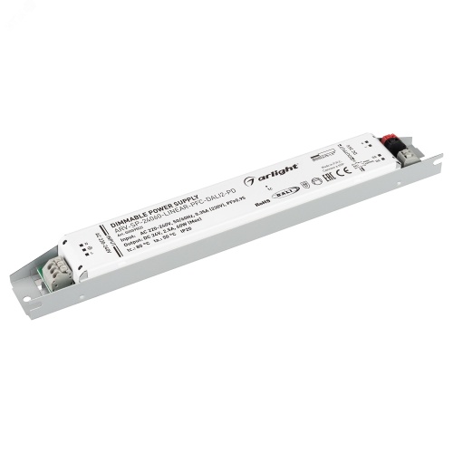 Блок питания ARV-SP-24060-LINEAR-PFC-DALI2-PD (24V, 2.5A, 60W) (IP20 металл, 5 лет) | код 025595(2) | Arlight