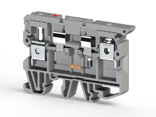 Клеммник с держ. предохр. (5х20 5х25) с индикацией 24В DC на DIN-рейку 6кв.мм сер. ASK 2LD (24 VDC) Klemsan 351229