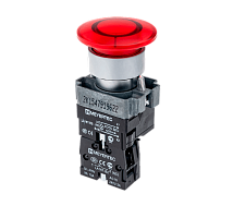 Кнопка грибовидная с LED подсветкой без фиксации, 24V AC/DC, 1NC, красный, O40 мм, мет. MTB2-BW4614 | код 59928 | MEYERTEC