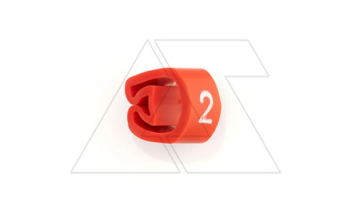 Маркер кольцевой RMS-03 59742-2, D кабеля 4-10mm, 4-16mm2, символ 2, PVC, красный (упак. 500шт.) | код 4385616 | Cembre