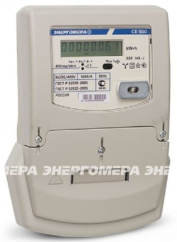 Счетчик электроэнергии CE300 S33 146-J трехфазный однотарифный, 5(100), кл.точ. 1.0, Щ, ЖКИ, оптопорт Мск | код 101003003009205 | Энергомера
