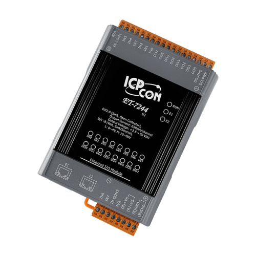 ET-7244 CR Ethernet I/O Module with 2-port Ethernet Switch, with 8-ch DI, 8-ch DO (RoHS) | код 00-06100893 | ICP DAS
