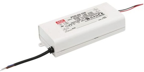 Источник питания AC-DC, 60Вт, ККМ, стабилизация тока, вход 180…295В AC, 47…63Гц, выход 1.75A/20…34В, изоляция 3750В AC, в кожухе 128х60х31.5мм, -30…+45С, возможность подключения диммера на входе | код PCD-60-1750B | MeanWell