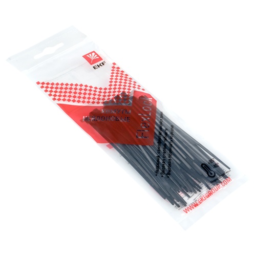 Хомут P6,6 стандартный (ч), 2,5x100 (50шт) FlexLock PROxima | код plc-fl-ctsb-2.5x100-r | EKF Хомут P6,6 стандартный (ч), 2,5x100 (50шт) FlexLock PROxima | код plc-fl-ctsb-2.5x100-r | EKF