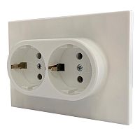 Розетка двухпостовая Ugra с/з с з/ш, механизм, 16А, 250В, белый | код С11Р6-001 | GUSI ELECTRIC