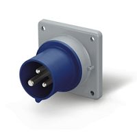 Разъем пром. силовой CEE встраиваемый, штекер, 32A, 2P+E 6h, 200_250VAC 50/60Hz, уст. 75x75mm, IP44/IP54, серия OPTIMA | код 243.3293 | Scame