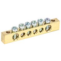 Шина PEN земля-ноль 6х9 мм 6/2 (6 групп/крепеж по краям) REXANT | код 11-2365 | REXANT