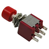 Кнопочный переключатель RUICHI TS-009, ON-ON, 5 А, 250 В, 100 мОм, круглый, красный | код 71699 | Ruichi