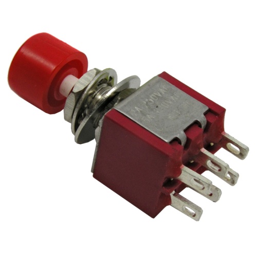 Кнопочный переключатель RUICHI TS-009, ON-ON, 5 А, 250 В, 100 мОм, круглый, красный | код 71699 | Ruichi
