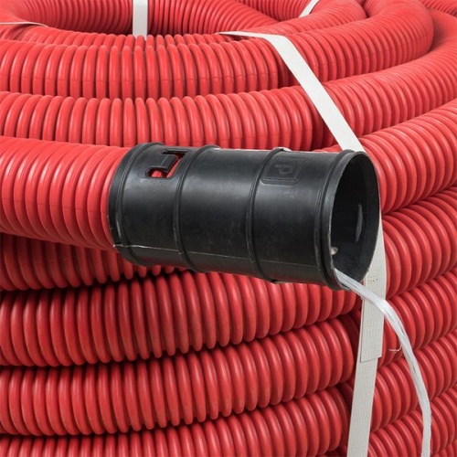 Труба гофр, двустенная ПНД/ПНД гибкая с протяжкой d110 мм (50 м) красная-Plast | код tg2st-110-50m | EKF фото 4
