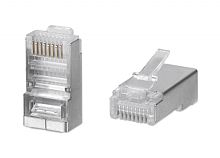 Cabeus 8P8C-SH Коннектор RJ-45 под витую пару, категория 5e, экранированный, универсальный (для одножильного и многожильного кабеля) для проводников с толщиной по изоляции до 1,05 мм | код 7010c | Cabeus