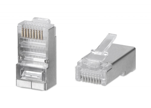 Cabeus 8P8C-SH Коннектор RJ-45 под витую пару, категория 5e, экранированный, универсальный (для одножильного и многожильного кабеля) для проводников с толщиной по изоляции до 1,05 мм | код 7010c | Cabeus