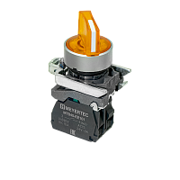 Переключатель на 2 положения с фиксацией и подсветкой, желтый, 1NO, 220V AC/DC, IP65, металл MTB4-BK25713 | код 137172 | MEYERTEC