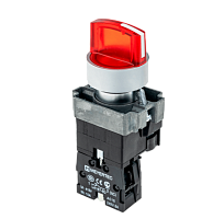 Переключатель с LED подсветкой, 24V AC/DC, красный, 2 полож. 1NC, фикс., мет. MTB2-BK2461 | код 58210 | MEYERTEC