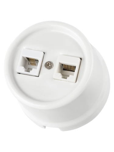 Розетка телефонная RJ11 + компьютерная RJ45 белая «Болонь» TDM | код SQ1820-0052 | TDM