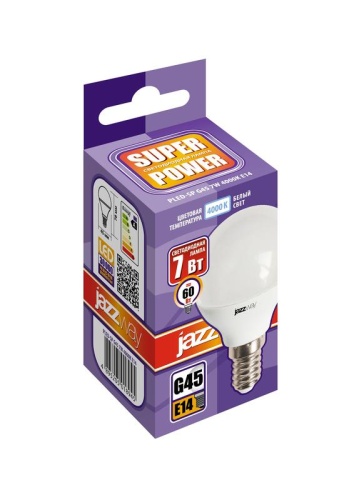 Лампа светодиодная LED 7w E14 4000K шар 230/50 | код 5018945 | JazzWay фото 3