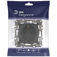 Розетка 2P+E Schuko со шторками, 16А-250В, Эра Elegance, антрацит, 14-2102-05 | код Б0034276 | ЭРА