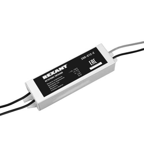 Источник питания 110-220 V AC/12 V DC 1 А 12 W с проводами влагозащищенный (IP67) | код 200-012-2 | REXANT