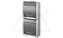 AQUANT - Розетка 2x 2P+E вертикальная, 16A/250V, с крышкой, ABS ,UV, IP55, корпус RAL7035/крышка RAL7043 | код 1254-10 | Elektro-plast Nasielsk
