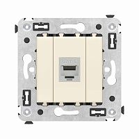 Компьютерная розетка RJ-45 без шторки в стену, кат.6 одинарная экранированная, Avanti, Ванильная дымка | код 4405793 | DKC