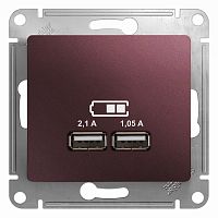 GLOSSA USB РОЗЕТКА A+A, 5В/2,1 А, 2х5В/1,05 А, механизм, БАКЛАЖАНОВЫЙ | код GSL001133 | Systeme Electric