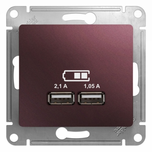 GLOSSA USB РОЗЕТКА A+A, 5В/2,1 А, 2х5В/1,05 А, механизм, БАКЛАЖАНОВЫЙ | код GSL001133 | Systeme Electric