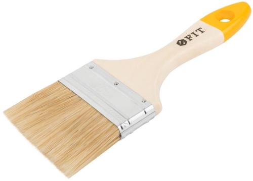 Кисть флейцевая "Стандарт-Плюс" натур. светлая щетина деревянная ручка 3дюйм (75мм) FIT 01047 фото 2