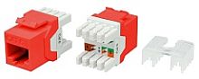 Hyperline KJ8-8P8C-C6-180-RD Вставка Keystone Jack RJ-45(8P8C), категория 6, тип 180 градусов, красная | код 432643 | Hyperline