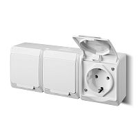 HERMES - Розетка 3x2P+E, 16A/250V, с крышкой, IP44, белый | код 0326-02 | Elektro-plast Nasielsk