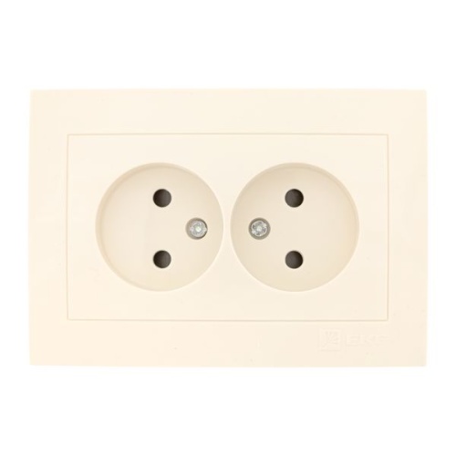 Валенсия розетка 2-местная б/з 10А кремовая с защ, штор, PROxima | код EWR10-102-20 | EKF фото 2