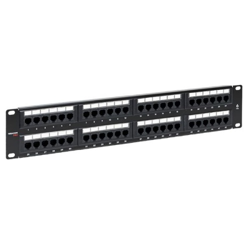 Патч-панель TERACOM PRO 19 Cat.6 2U неэкранированная UTP 48 портов RJ-45 Dual IDC | код TRP-PPNL-6UTP-2U48 | EKF фото 2