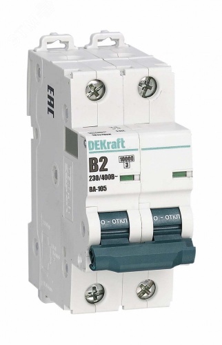 Выключатель автоматический 2P 2A х-ка B ВА-105 10кА | код 13113DEK | Dekraft